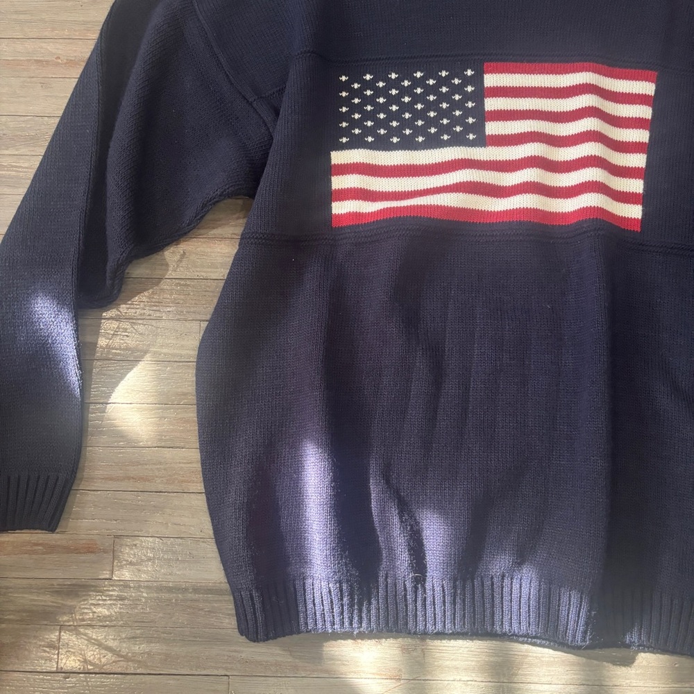 Basic Editions Navy Sweater With Flag Design - image 2